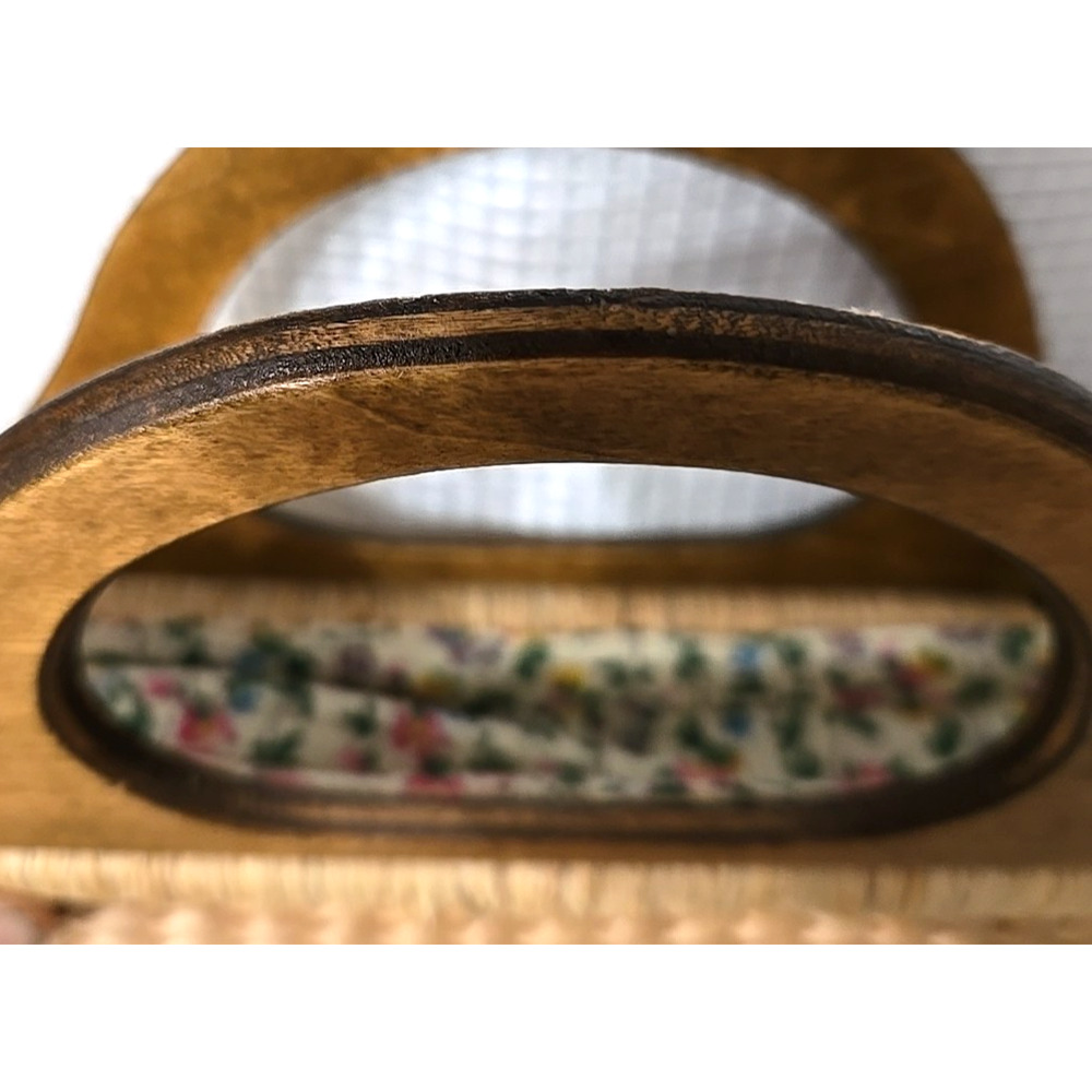 Vtg Cappelli Straworld Picket Fence Purse Wood Handles Rafia Lined Cottage Core - Picture 3 of 13